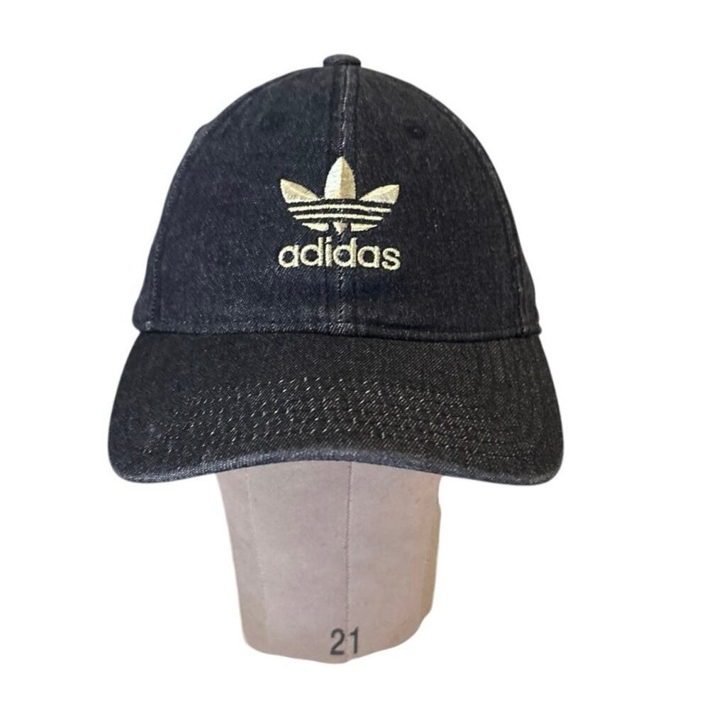 Adidas Strapback Hat Black OSFM Adjustable‎ Embroidered Trefoil 6 Panel Cotton